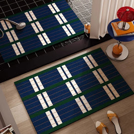 Bauhaus Bath Mat with Dot & Grid Pattern, Retro Bathroom & Doorway Mat, Non Slip Absorbent, 6 Designs, 16x24in