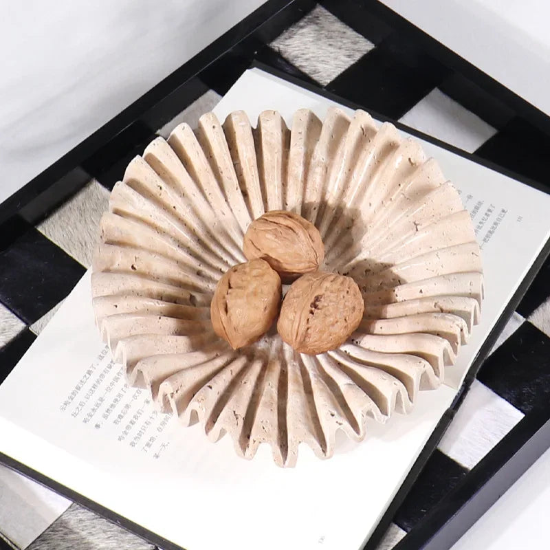 Marble Fruit Bowl, Ruffle Fluted Edge Catchall Bowl, Entryway, 7.9-11.8in