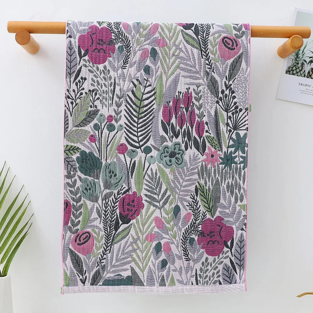 Printed Gauze Face Towel, Soft Absorbent Cotton Hand Towel for Children, Decorative, 6 Designs, 14x29in