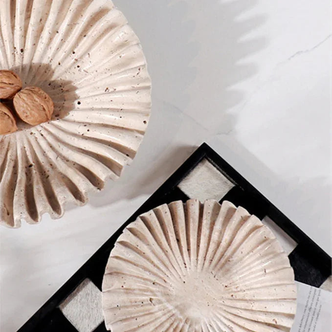 Marble Fruit Bowl, Ruffle Fluted Edge Catchall Bowl, Entryway, 7.9-11.8in