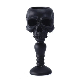 Pack of 3 Resin Skull Candle Holder, Halloween Candlestick for Mantel & Dining Table, Gothic Pedestal, Black or Bone White, 5.9in