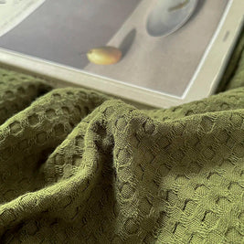 Waffle Weave Bedding Set of 4 with Duvet Cover, Flat Sheet & 2 Pillowcases, 100% Cotton, No Filling, 4 Colors, 2 Sizes