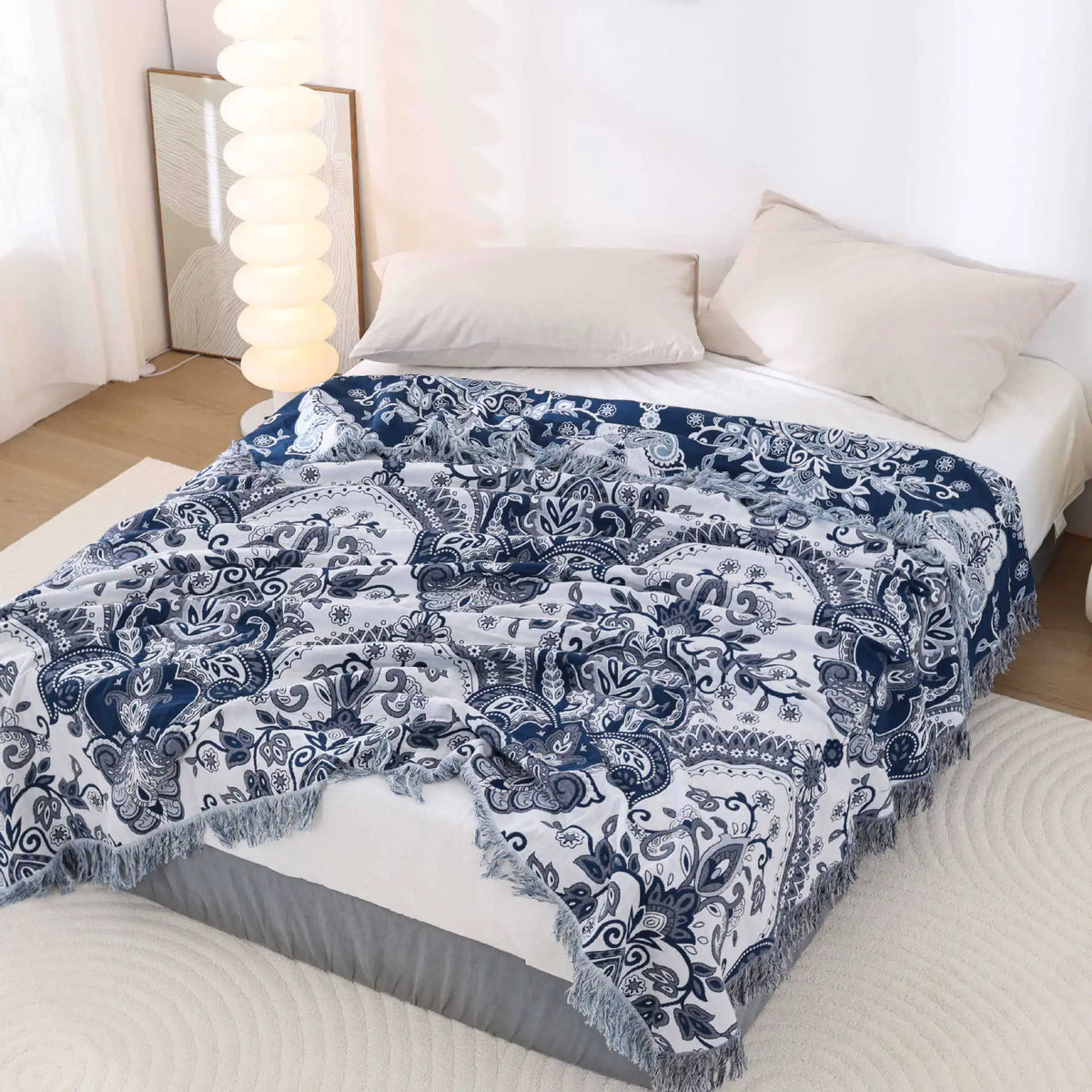 100% Cotton Jacquard Throw Blanket & Bedspread, Double Sided Boho Sofa Cover, Yarn Dyed, Hand Wash, 22 Designs, 3 Sizes