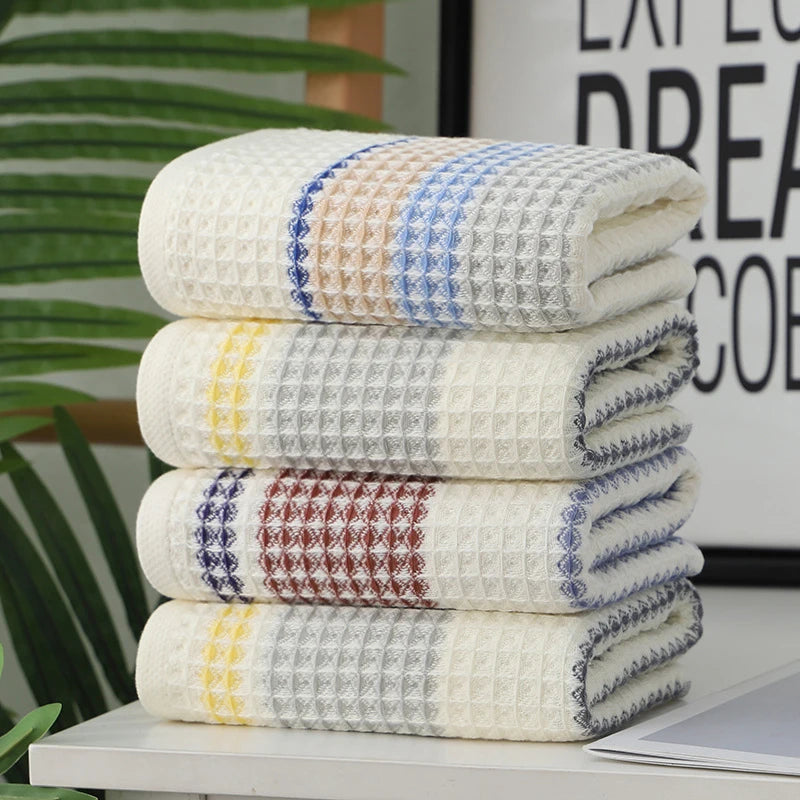 Waffle Weave Cotton Towel, Soft Absorbent Face, Hand & Bath Towel, Pure Cotton, 3 Colors, 3 Sizes