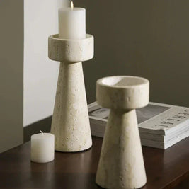 Travertine Taper Candle Holder, Handcrafted Candlestick, 2 Sizes, 7-9in