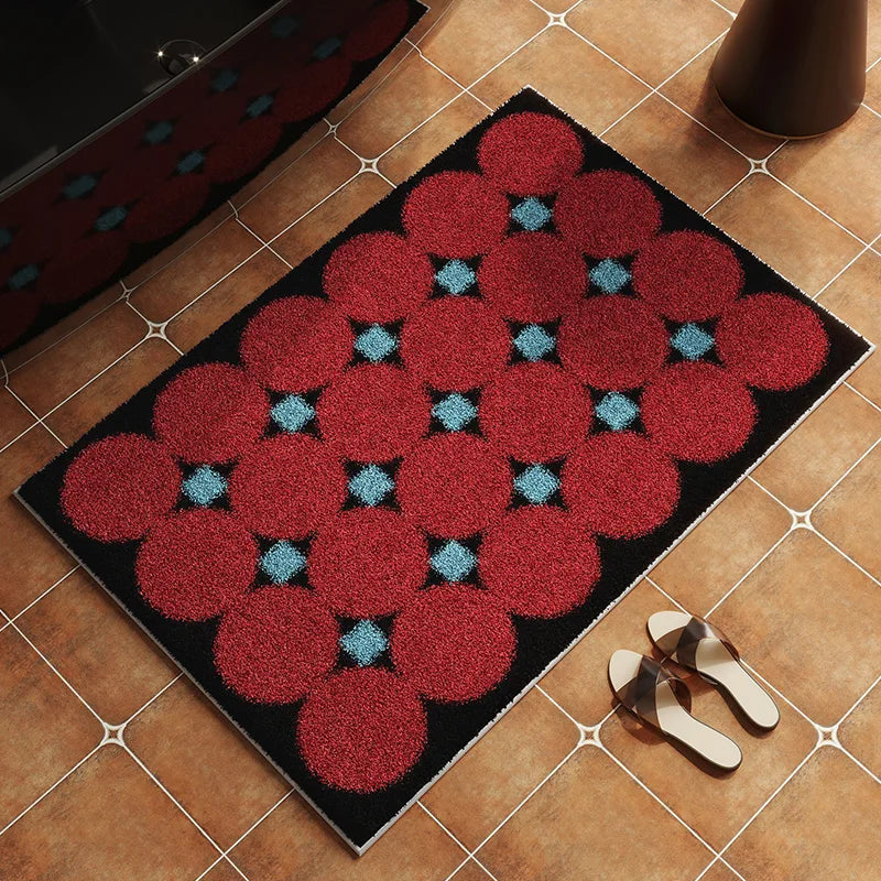 Retro Tile Pattern Bath Mat, Vintage Bathroom & Toilet Mat, Non Slip Absorbent, 6 Colors, 2 Sizes, 16-20in