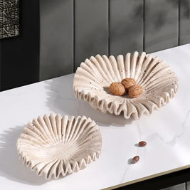 Marble Fruit Bowl, Ruffle Fluted Edge Catchall Bowl, Entryway, 7.9-11.8in