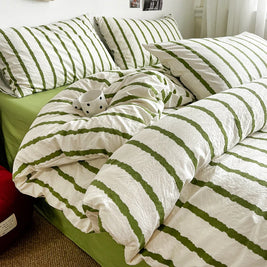 Striped Duvet Cover Set with Pillowcases, Soft Lightweight Fade Resistant Bedding, Cover Only, 5 Colors, 11 Sizes
