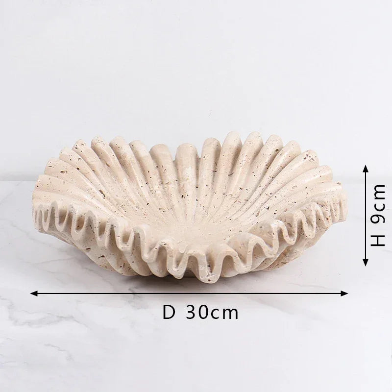 Marble Fruit Bowl, Ruffle Fluted Edge Catchall Bowl, Entryway, 7.9-11.8in