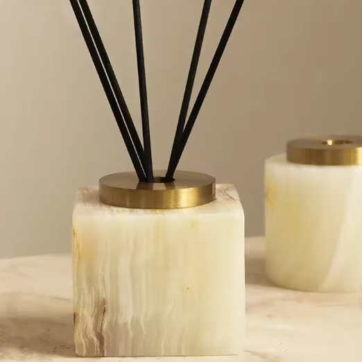 Marble Incense Holder, Gold Accent Incense Stick Stand, 2 Shapes, 2.8in