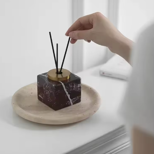 Marble Incense Holder, Gold Accent Incense Stick Stand, 2 Shapes, 2.8in