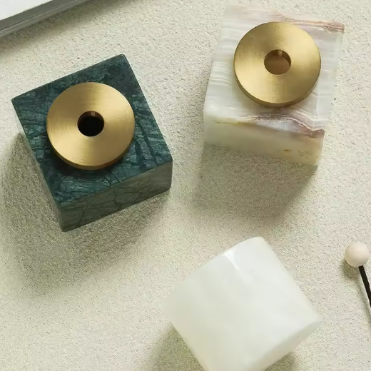 Marble Incense Holder, Gold Accent Incense Stick Stand, 2 Shapes, 2.8in