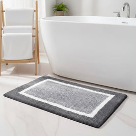Striped Bath Mat in Soft Microfiber, Bathroom, Bedroom & Living Room Mat, Machine Washable Non Slip, 4 Colors, 2 Sizes