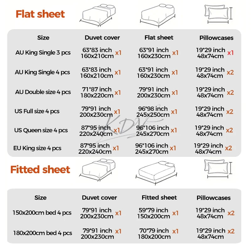 Retro Print Bedding Set of 4 with Duvet Cover, Flat Sheet & 2 Pillowcases, 100% Cotton, Brushed Finish, 23 Designs, 2 Sizes