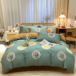 Retro Print Bedding Set of 4 with Duvet Cover, Flat Sheet & 2 Pillowcases, 100% Cotton, Brushed Finish, 23 Designs, 2 Sizes