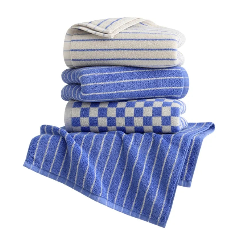 Retro Striped Towel Set of 6, Soft Absorbent Face & Hand Towels, Double Stitched Hem, 10 Colors, 13x29in