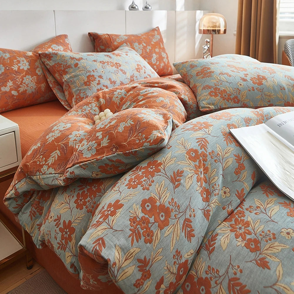 Floral Duvet Cover in 100% Cotton, Printed Botanical Quilt Cover, 200 Thread Count, Cover Only No Pillowcases, 16 Designs, 3 Sizes