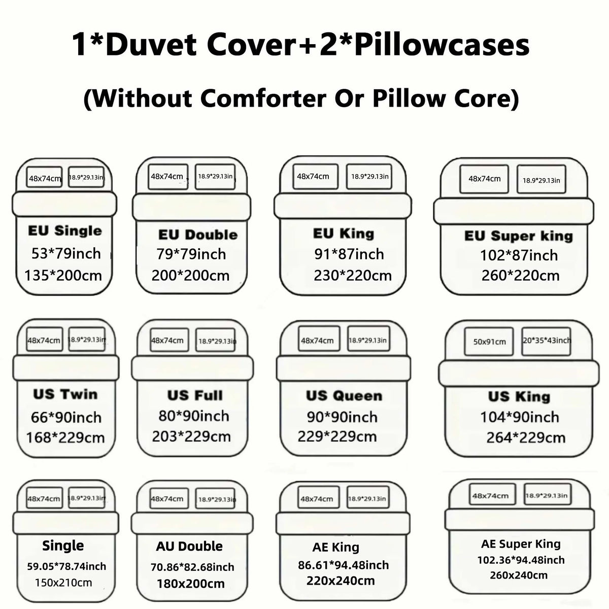 Striped Duvet Cover Set with 2 Pillowcases, Soft Lightweight Bedding Set, Cover Only No Filling, 12 Sizes