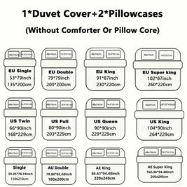 Striped Duvet Cover Set with 2 Pillowcases, Soft Lightweight Bedding Set, Cover Only No Filling, 12 Sizes