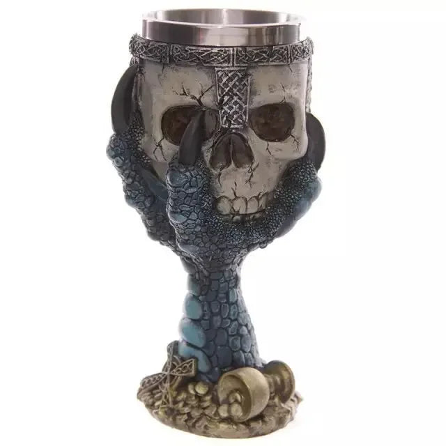 Pack of 3 3D Skull Mug & Goblet, Halloween Resin Skull Cup with Stainless Steel Liner, Gothic Bar & Party Drinkware, 9 Styles, 180-500ml