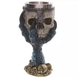 Pack of 3 3D Skull Mug & Goblet, Halloween Resin Skull Cup with Stainless Steel Liner, Gothic Bar & Party Drinkware, 9 Styles, 180-500ml
