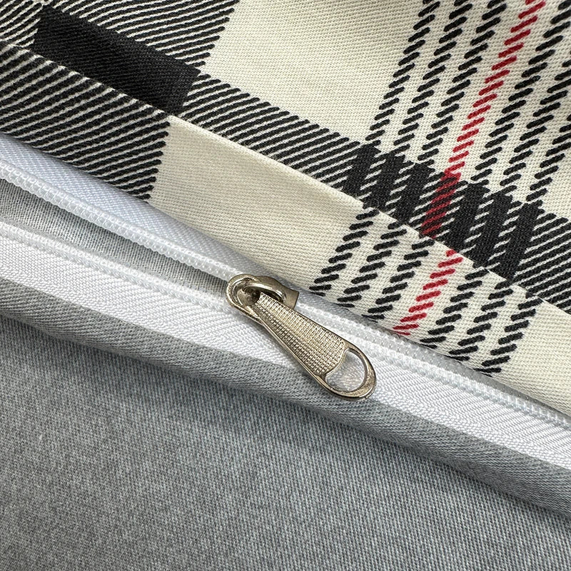 Checked & Plaid Duvet Cover Set with 2 Pillowcases, 100% Cotton Twill, 200 Thread Count, No Filling, 8 Designs, 4 Sizes