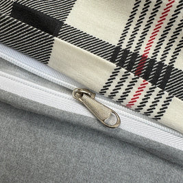 Checked & Plaid Duvet Cover Set with 2 Pillowcases, 100% Cotton Twill, 200 Thread Count, No Filling, 8 Designs, 4 Sizes