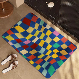 Diamond Pattern Bath Mat in Gradient Color, Modern Bathroom & Entryway Mat, Non Slip Soft, 4 Styles, 16x24in