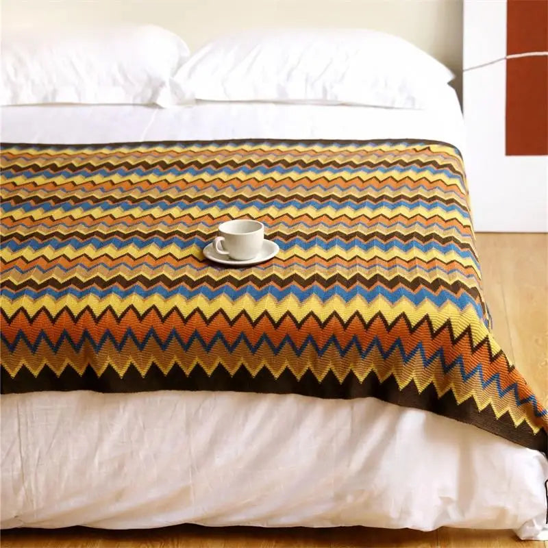 Hand Knitted Blanket with Tassels, Breathable Bohemian Sofa & Bed Throw, 100% Acrylic, 2 Sizes