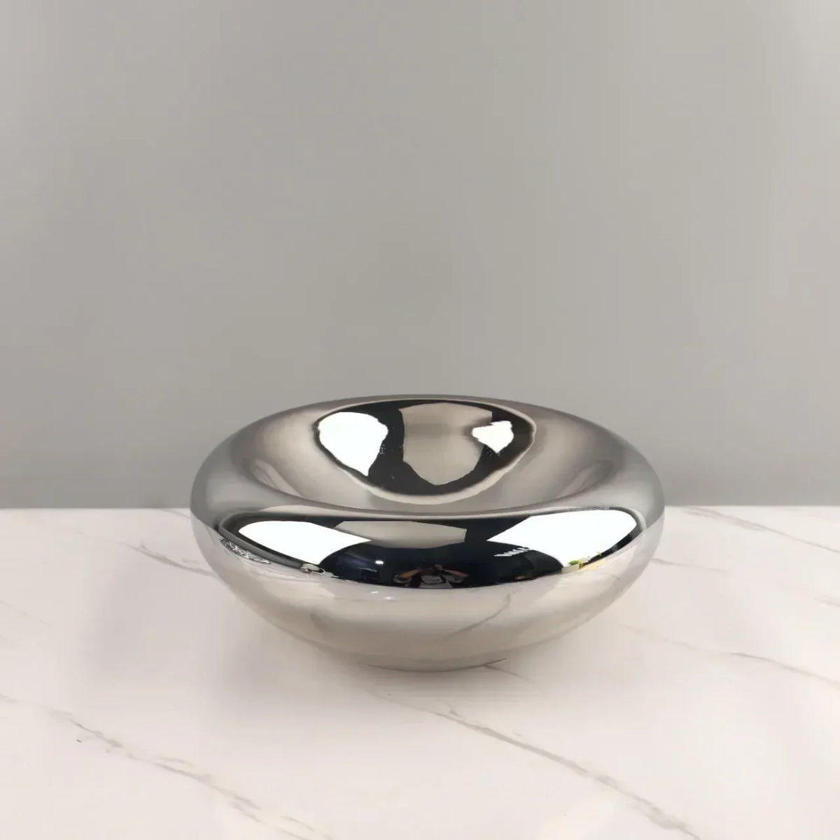 Silver Glass Fruit Bowl, Modern Centerpiece Bowl for Dining Table, 11.6in