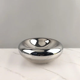 Silver Glass Fruit Bowl, Modern Centerpiece Bowl for Dining Table, 11.6in