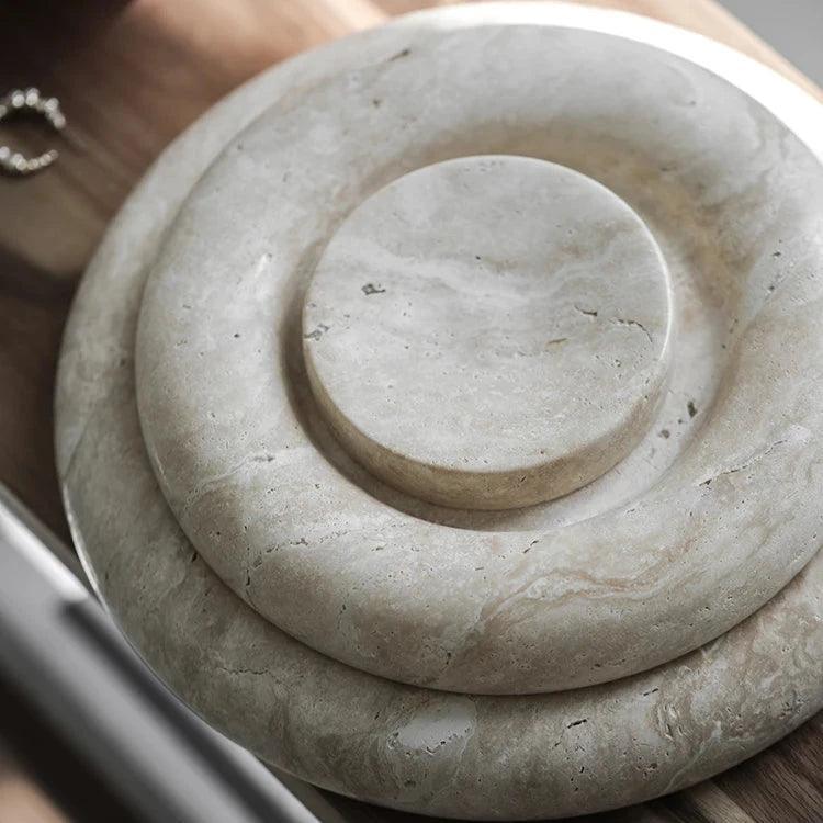 Stone Catchall Tray, Retro Oval Dish for Dining Table & Entryway, 3.7-9.6in