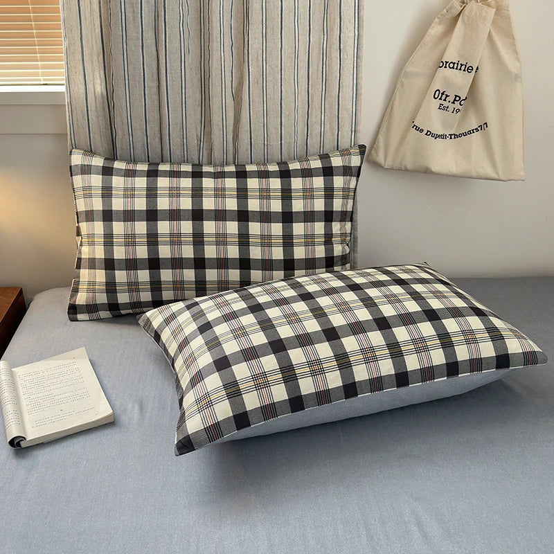Checked & Plaid Duvet Cover Set with 2 Pillowcases, 100% Cotton Twill, 200 Thread Count, No Filling, 8 Designs, 4 Sizes