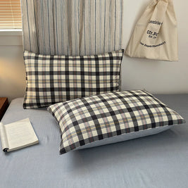 Checked & Plaid Duvet Cover Set with 2 Pillowcases, 100% Cotton Twill, 200 Thread Count, No Filling, 8 Designs, 4 Sizes