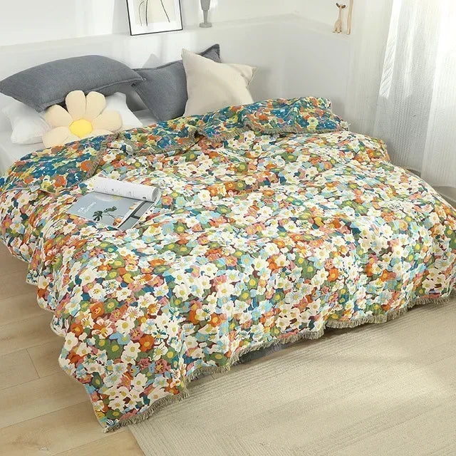 100% Cotton Jacquard Throw Blanket & Bedspread, Double Sided Boho Sofa Cover, Yarn Dyed, Hand Wash, 22 Designs, 3 Sizes