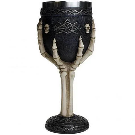 Pack of 3 3D Skull Mug & Goblet, Halloween Resin Skull Cup with Stainless Steel Liner, Gothic Bar & Party Drinkware, 9 Styles, 180-500ml