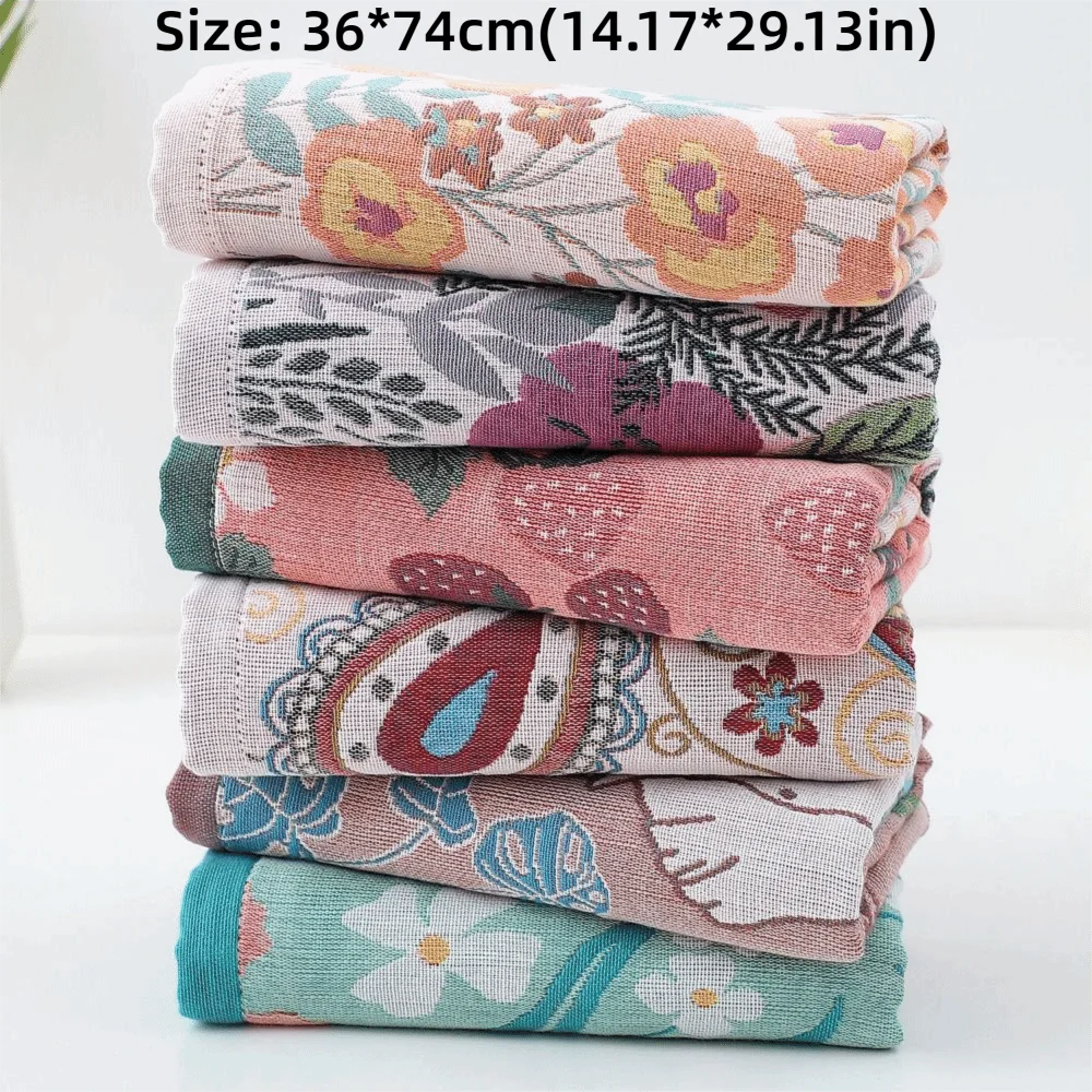Printed Gauze Face Towel, Soft Absorbent Cotton Hand Towel for Children, Decorative, 6 Designs, 14x29in