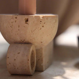 Marble Taper Candle Holder, Sculpted Stone Candlestick, 3.9-5.7in, 3 Styles