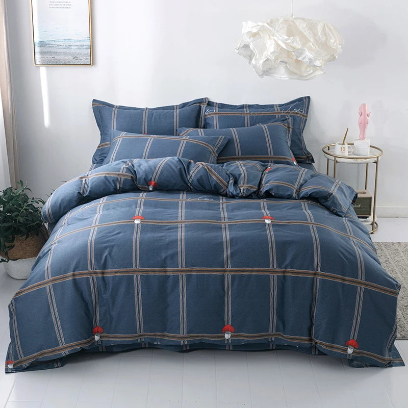 Striped & Printed Duvet Cover Set with 2 Pillowcases, 100% Cotton Bedding, Coastal Blue Designs, No Filling, 10 Designs, 4 Sizes
