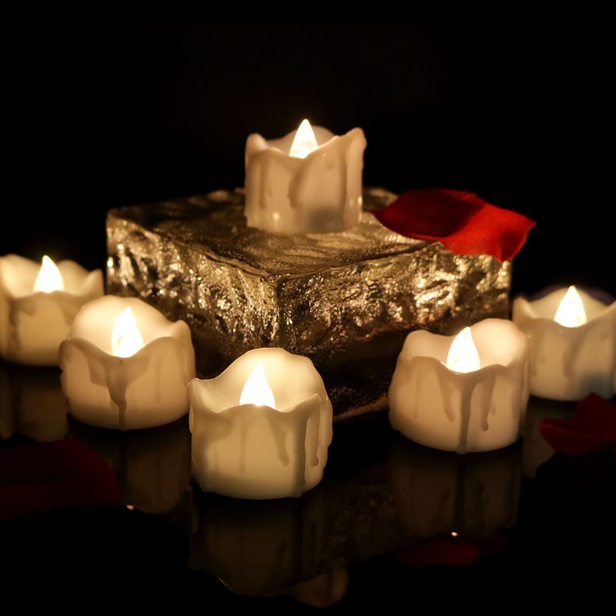 Battery Tea Lights, Flameless LED Tealight Candles, 12 Pack, 60hr, 1.1in