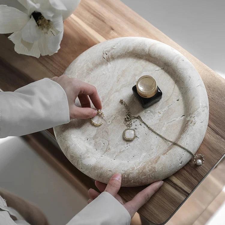 Stone Catchall Tray, Retro Oval Dish for Dining Table & Entryway, 3.7-9.6in