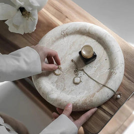 Stone Catchall Tray, Retro Oval Dish for Dining Table & Entryway, 3.7-9.6in