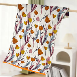 Floral Gauze Bath Towel, Lightweight Soft Absorbent Sauna, Gym & Shower Towel, Quick Dry, 5 Designs