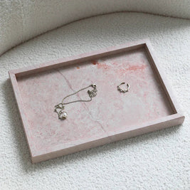 Pink Marble Tray, Hand Polished Coffee Table & Vanity Tray, 9.8-11.8in