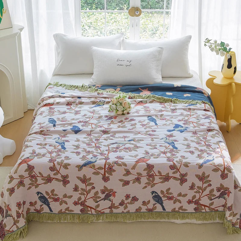 100% Cotton Jacquard Throw Blanket & Bedspread, Double Sided Boho Sofa Cover, Yarn Dyed, Hand Wash, 22 Designs, 3 Sizes