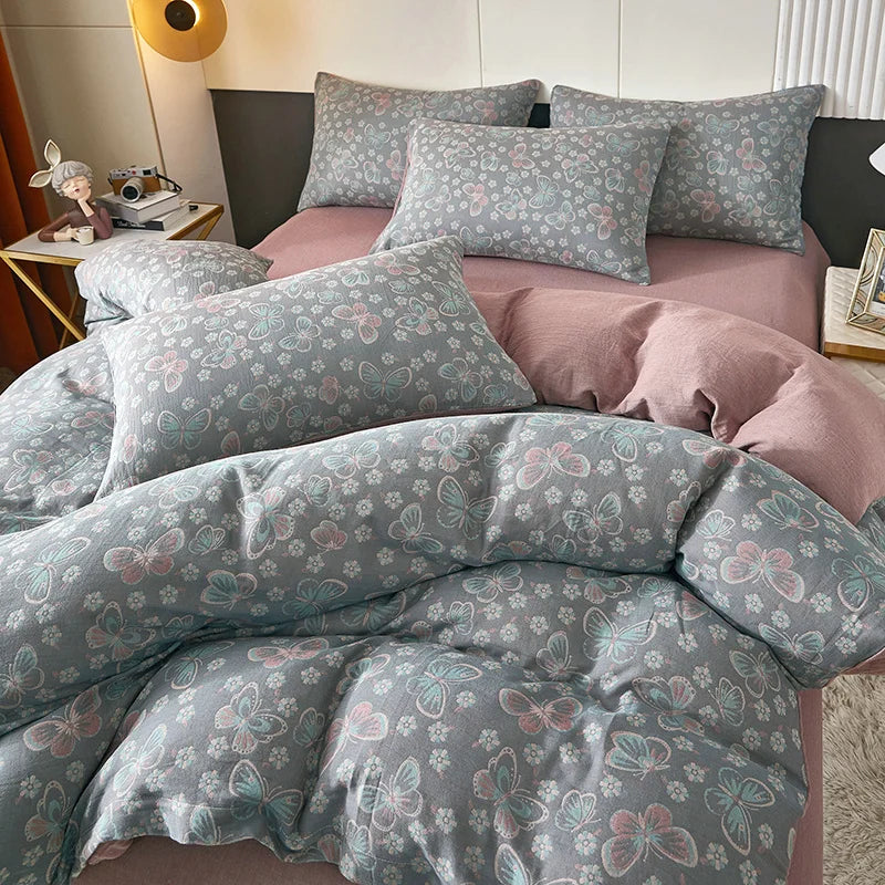 Floral Duvet Cover in 100% Cotton, Printed Botanical Quilt Cover, 200 Thread Count, Cover Only No Pillowcases, 16 Designs, 3 Sizes