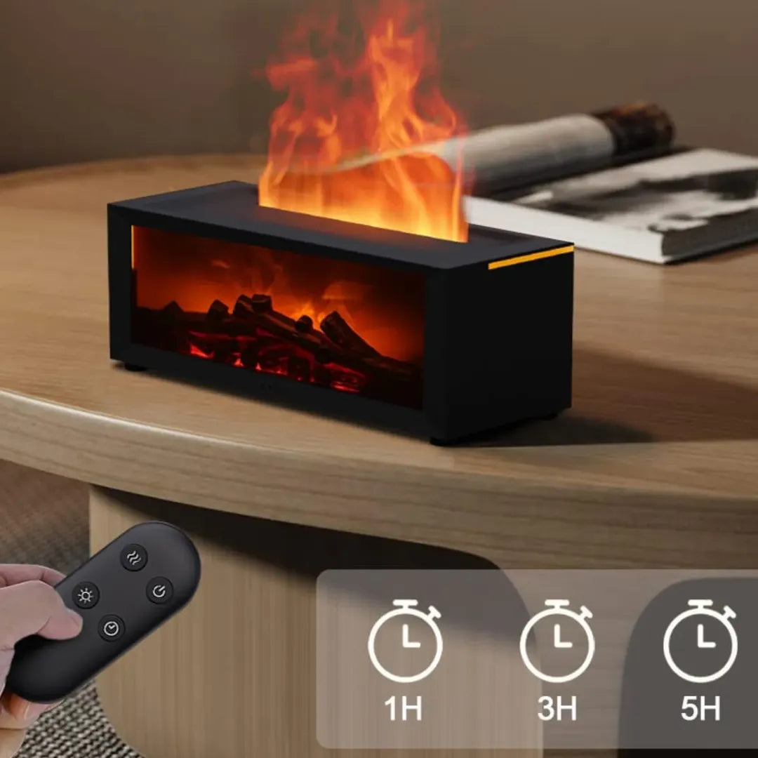 Flame Humidifier, Essential Oil Diffuser, Fire Effect, 7 Colors, Remote