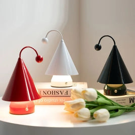 Cordless Table Lamp, Rechargeable Cone Lamp, Dimmable 3 Color LED, 7.9in