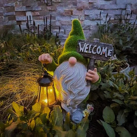 Solar Garden Gnomes, Light Up Resin Gnome Statues, Dusk Sensor, 6 Styles