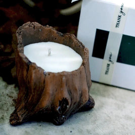 Cement Candle Holder, Tree Stump Candle Vessels for Wax Sand, 6 Shapes